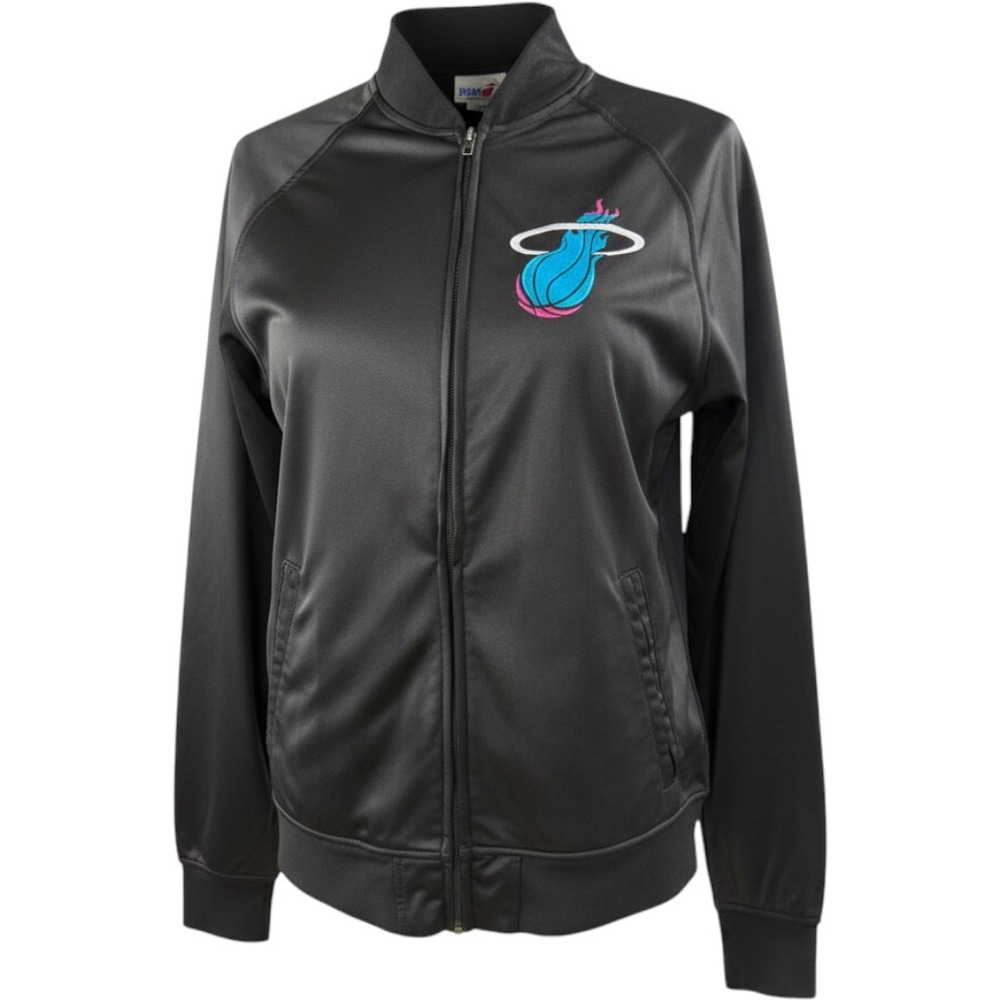 New Era Miami Heat Vice Retro Track Jacket Black Embroidered Womens Medium NBA